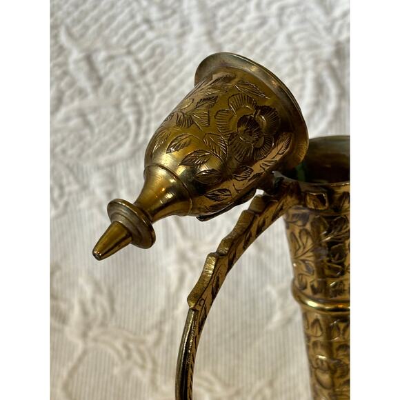 Vintage Indian, Turkish Brass Etched Brass Teapot or Coffee Pot - Picture 6 of 10